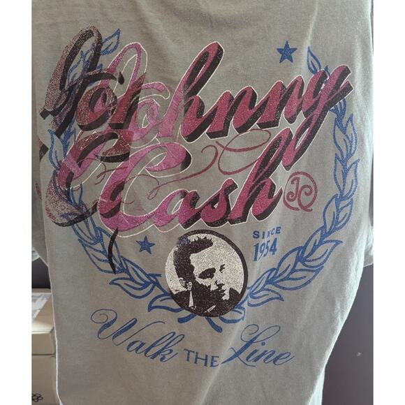 Johnny‎ Cash Men's Walk the Line Cotton Graphic Tee Tan Size XL NWOT - Picture 1 of 5